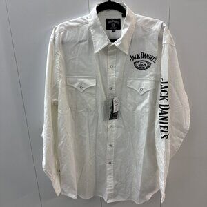 NWT Ely Jack Daniels Shirt Mens XL White Pearl Snap Western Long Sleeve Old No 7